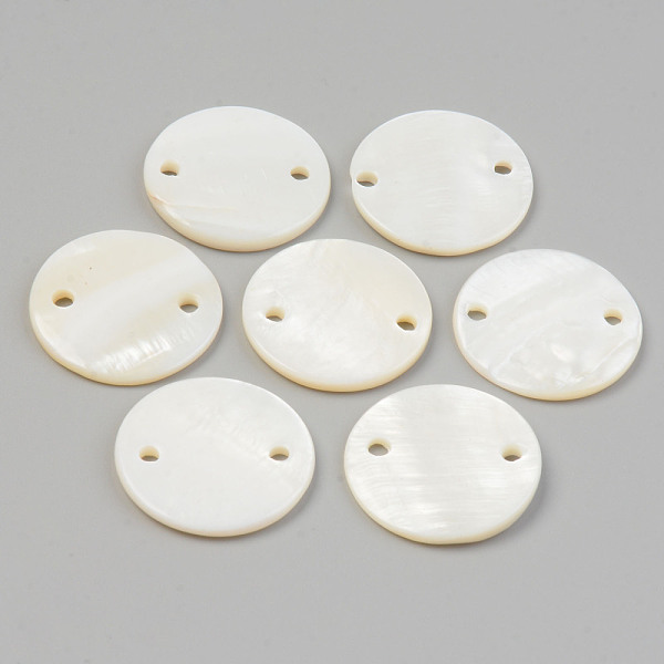 

PandaHall Natural Freshwater Shell Links/Connectors, Undyed, Flat Round, Seashell Color, 25x2.5mm, Hole: 2mm Shell Flat Round