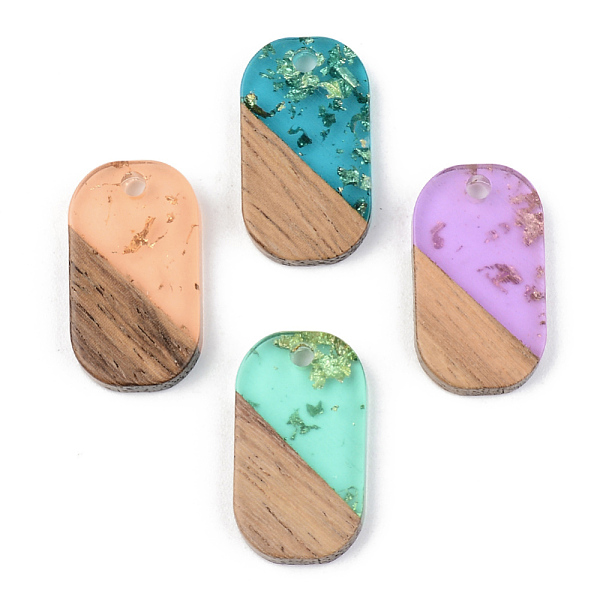 

PandaHall Transparent Resin & Walnut Wood Pendants, with Gold Foil, Oval, Mixed Color, 20.5x11.5x3mm, Hole: 2mm Resin+Wood Oval Multicolor