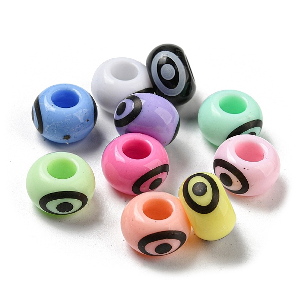 

PandaHall Printed Acrylic Beads, Rondelle with Eye, Mixed Color, 13.5x8.7mm, Hole: 5.4mm Acrylic Rondelle Multicolor