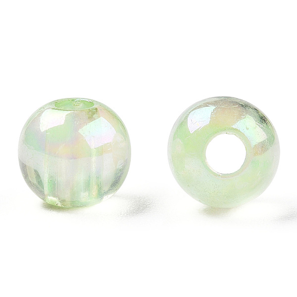 

PandaHall Transparent Acrylic Beads, AB Color Plated, Round, Pale Green, 6x5mm, Hole: 1.8mm, about 4400pcs/500g Acrylic Round