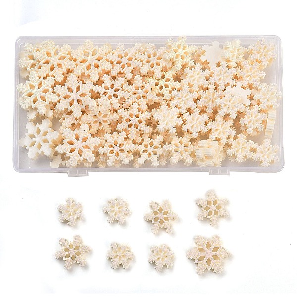 

PandaHall Olycraft 100Pcs 3 Styles Opaque Resin Decoden Cabochons, Christmas Snowflake, PapayaWhip, 18~27x16.5~24x5mm Resin Snowflake Orange