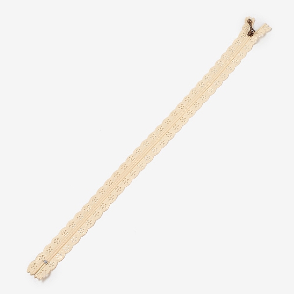 

PandaHall Garment Accessories, Nylon Lace Zipper, Zip-fastener Components, Bisque, 34x2.4cm Nylon Orange