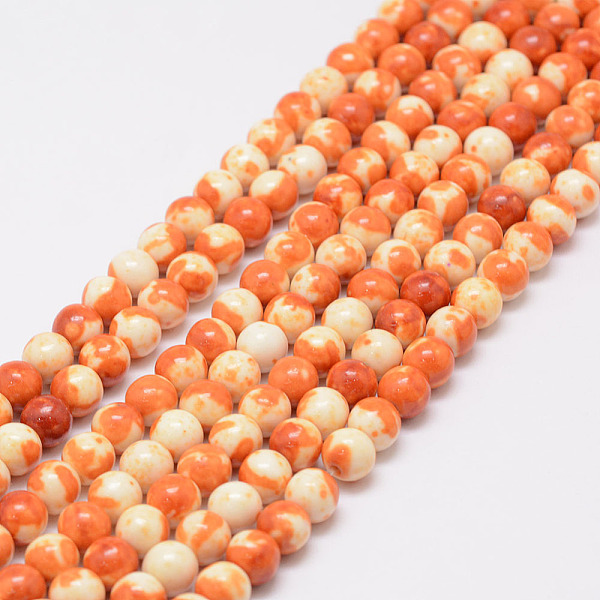 

PandaHall Natural Ocean White Jade Beads Strands, Dyed, Round, Dark Orange, 10mm, Hole: 1mm, about 37~40pcs/strand, 15.75 inch(40cm) Ocean...