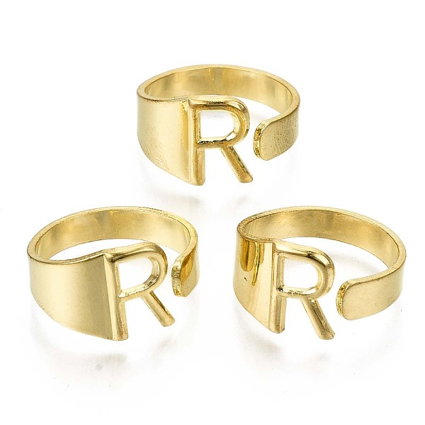 

PandaHall Alloy Cuff Finger Rings, Cadmium Free & Nickel Free & Lead Free, Alphabet, Golden, Letter.R, US Size 8(18.1mm) Alloy Letter R