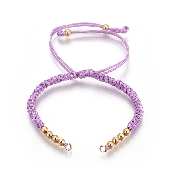 

PandaHall Nylon Cord Braided Bead Bracelets Making, with Brass Beads, Long-Lasting Plated, Real 24K Gold Plated, Lilac, 10-1/4 inch..., Purple
