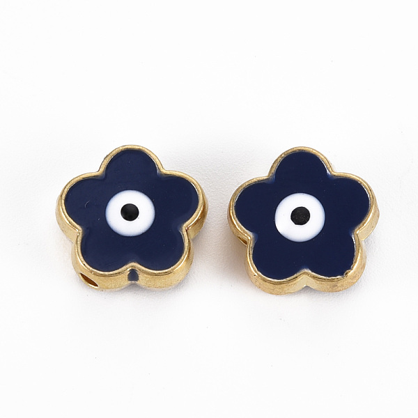 

PandaHall Rack Plating Alloy Enamel Beads, Cadmium Free & Lead Free, Flower with Evil Eye, Blue, 11x12x4~5mm, Hole: 1.8mm Alloy+Enamel...