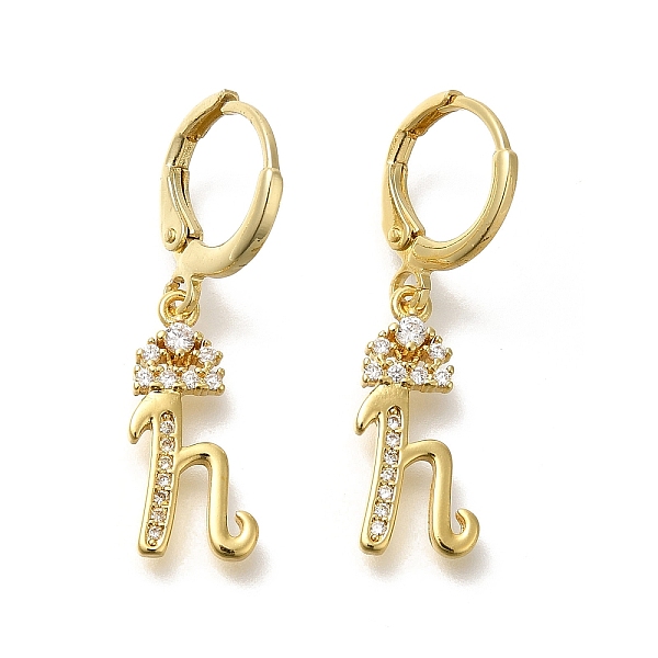 Brass Clear Cubic Zirconia Hoop Earrings