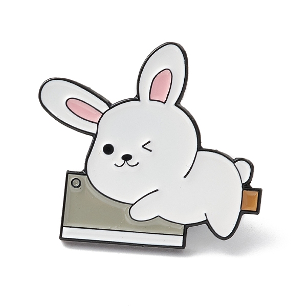

PandaHall Rabbit with Knife Enamel Pin, Cartoon Alloy Brooch for Backpack Clothes, Electrophoresis Black, White, 26.5x30x1.5mm, Pin: 1mm....