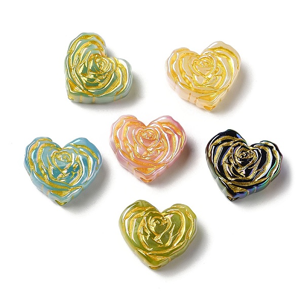

PandaHall Plating Opaque Acrylic Beads, Golden Metal Enlaced, Heart Rose, Mixed Color, 19.5x23x9.5mm, Hole: 3.5mm Acrylic Heart Multicolor