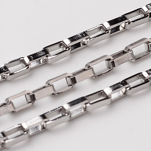 

PandaHall Unwelded 304 Stainless Steel Box Chains, Stainless Steel Color, 4x2mm 304 Stainless Steel