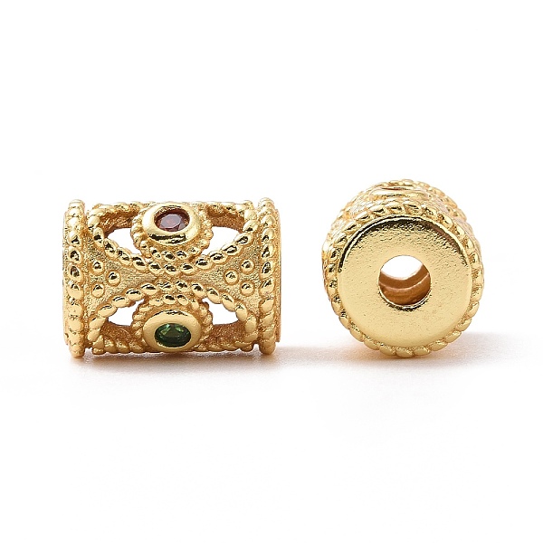 

PandaHall Brass Micro Pave Cubic Zirconia Beads, Bumpy, Hollow, Long-Lasting Plated, Column, Green, Real 18K Gold Plated, 13x10mm, Hole...
