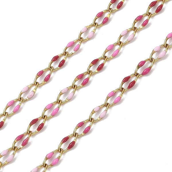 

PandaHall Ion Plating(IP) 304 Stainless Steel Enamel Link Chain, with Spool, Soldered, Mixed Color, 9x3.8x2mm 304 Stainless Steel Multicolor