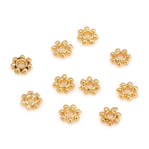 

PandaHall Alloy Daisy Spacer Beads, Long-Lasting Plated, Flower, Golden, 4x1mm, Hole: 1mm Alloy Flower