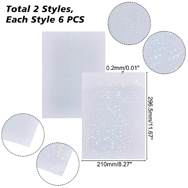 

PandaHall AHANDMAKER 12 Sheets Transparent Holographic Laminate Sheets, 2 Types Colorful Holographic Sticker Paper Waterproof Transparent...