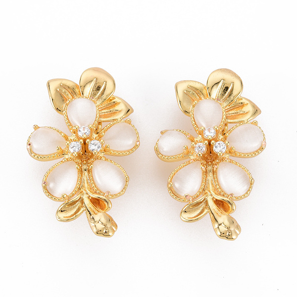 

PandaHall Brass Micro Pave Clear Cubic Zirconia Twister Clasps, with Shell, Nickel Free, Flower, Real 18K Gold Plated, 39x23x14mm, Hole: 1mm...