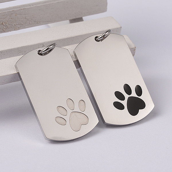 

PandaHall Rectangle with Paw Print 304 Stainless Steel Pendants, Rectangle, Mixed Color, 35x21x2mm, Hole: 5mm 304 Stainless Steel Rectangle