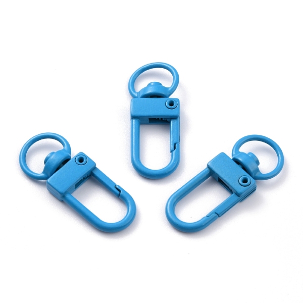

PandaHall Zinc Alloy Baking Paint Swivel Snap Hooks Clasps, Blue, 33.5x13.5x5.5mm, Hole: 9mm Alloy Blue
