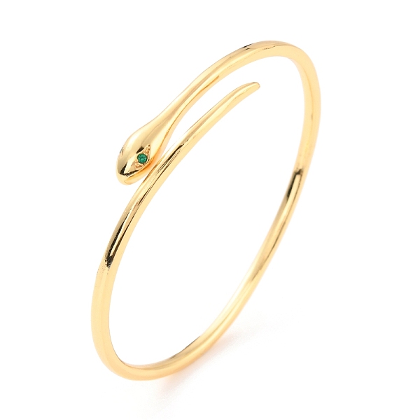 

PandaHall Snake Wrap Cubic Zirconia Cuff Bangle, Real 18K Gold Plated Brass Plain Open Bangle for Women, Cadmium Free & Lead Free, Green...