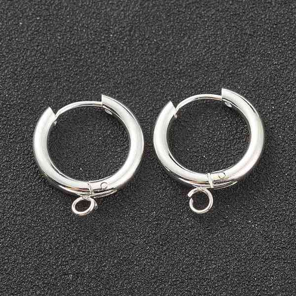 

PandaHall 201 Stainless Steel Huggie Hoop Earring Findings, with Horizontal Loop and 316 Surgical Stainless Steel Pin, Silver, 19x17x2.5mm...