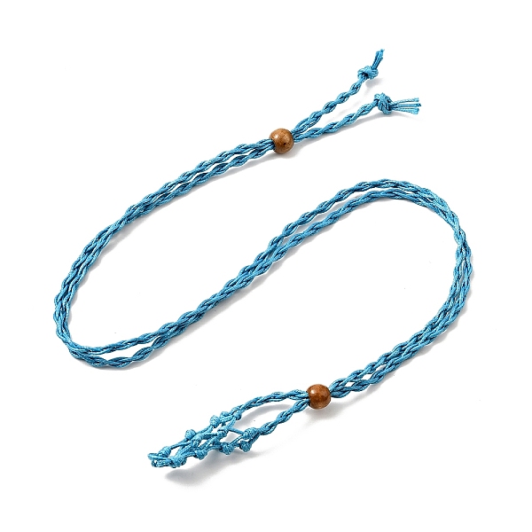

PandaHall Braided Wax Rope Cord Macrame Pouch Necklace Making, Adjustable Wood Beads Interchangeable Stone Necklace, Deep Sky Blue, 35.43...