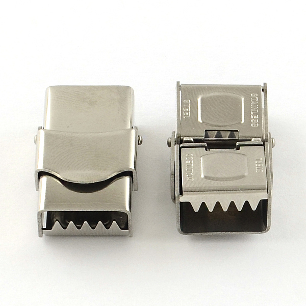 

PandaHall Smooth Surface 201 Stainless Steel Watch Band Clasps, Stainless Steel Color, 25x15x9mm, Hole: 12x6mm 201 Stainless Steel