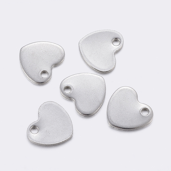 

PandaHall 304 Stainless Steel Charms, Stamping Blank Tag, Heart, Stainless Steel Color, 9x10x0.8mm, Hole: 1.2mm 304 Stainless Steel Heart