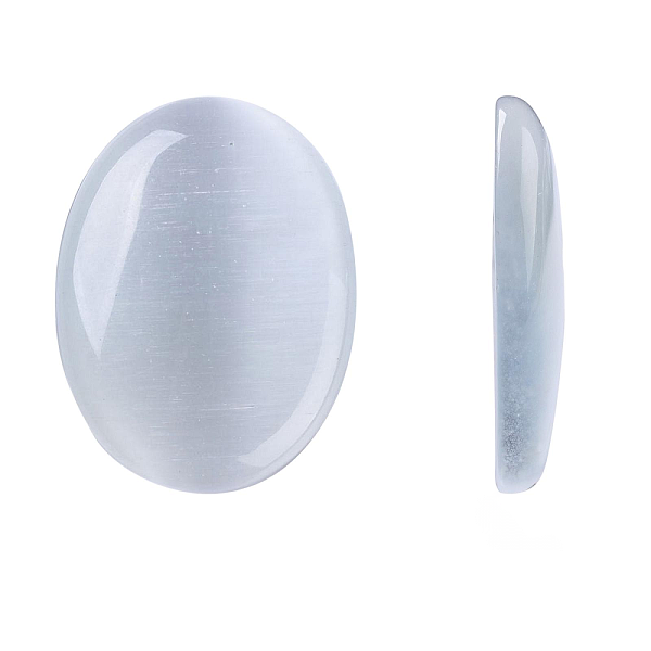 

PandaHall Cat Eye Cabochons, Oval, Light Grey, 40x30x5.5mm Glass Oval White