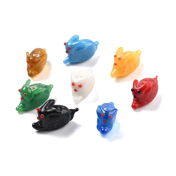 

PandaHall Handmade Lampwork Beads, Rabbit, Mixed Color, 20~21x8~11x10~12mm, Hole: 2mm Lampwork Rabbit Multicolor