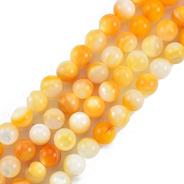 

PandaHall Natural Golden Yellow Shell Beads Strands, Round, 7mm, Hole: 1mm, about 56pcs/strand, 15.04 inch(38.2cm) Yellow Shell Round