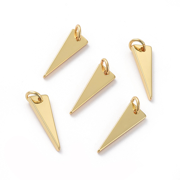 

PandaHall Brass Pendants, Long-Lasting Plated, Triangle, Real 18K Gold Plated, 17.5x6x1.5mm, Hole: 3mm Brass Triangle