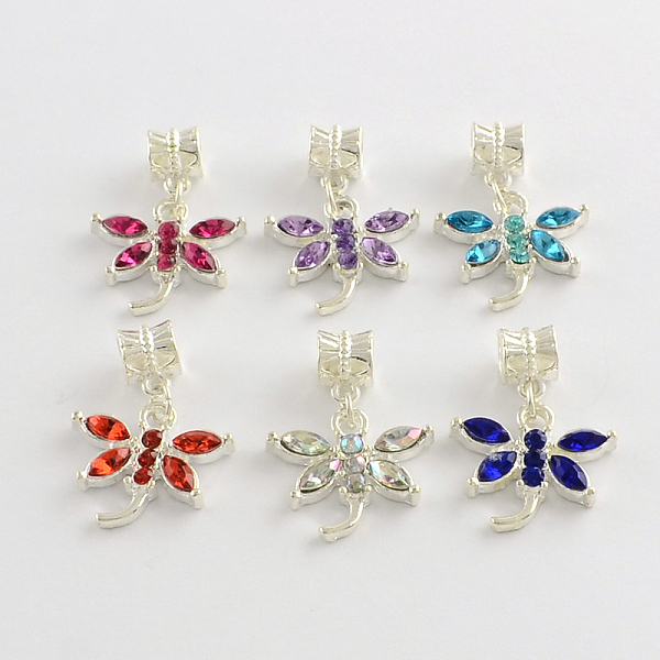 

PandaHall Alloy Rhinestone Dragonfly European Dangle Charms, Silver Color Plated, Mixed Color, 28mm, Hole: 4.5mm Alloy+Rhinestone Dragonfly..., Multicolor