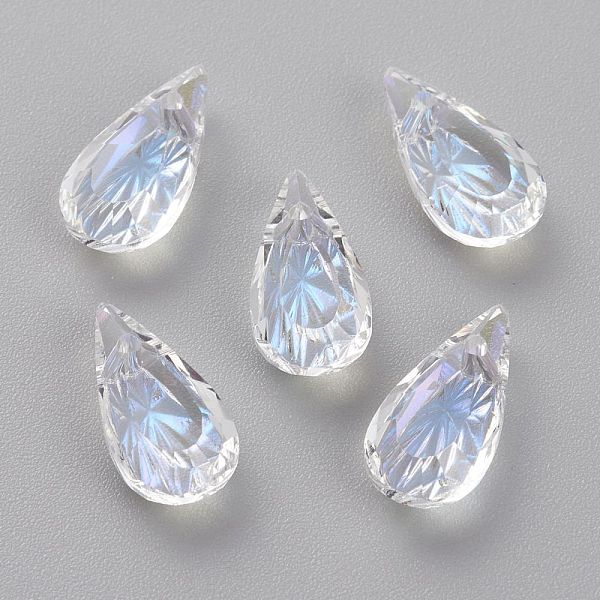 

PandaHall Embossed Glass Rhinestone Pendants, Teardrop, Faceted, Moonlight, 14x7x4mm, Hole: 1.2mm Glass Teardrop Clear
