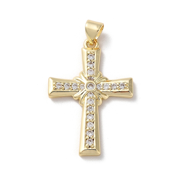 

PandaHall Brass Micro Pave Cubic Zirconia Pendants, Cross, Real 18K Gold Plated, 30x20.5x2.5mm, Hole: 5x3mm Brass+Cubic Zirconia Cross Clear