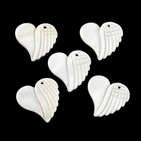 

PandaHall Natural Freshwater Shell Pendants, Heart Shaped Wing Charms, Seashell Color, 25.5x26.5x2.5mm, Hole: 1.6mm Freshwater Shell Heart