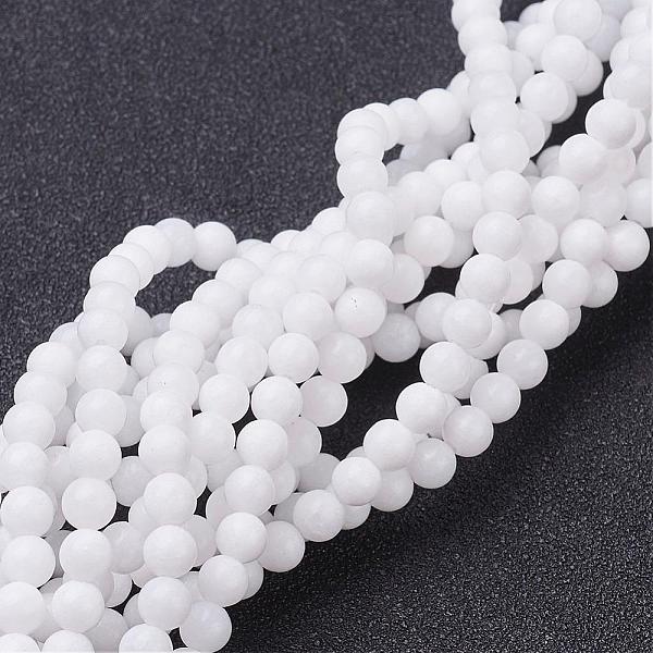 

PandaHall Natural White Jade Beads Strands, Dyed & Heated, Round, White, 4mm, Hole: 0.8mm, 15 inch~16 inch White Jade Round White