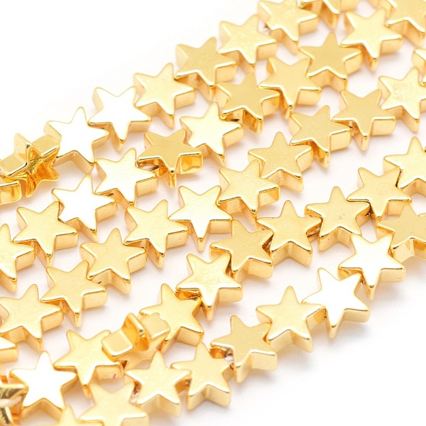 

PandaHall Electroplate Non-magnetic Synthetic Hematite Beads Strands, Grade AA, Long-Lasting Plated, Star, Golden Plated, 8x8x2.5mm, Hole...