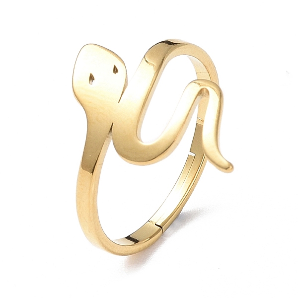 

PandaHall Ion Plating(IP) 304 Stainless Steel Snake Adjustable Ring for Women, Golden, Inner Diameter: 16.8mm 304 Stainless Steel