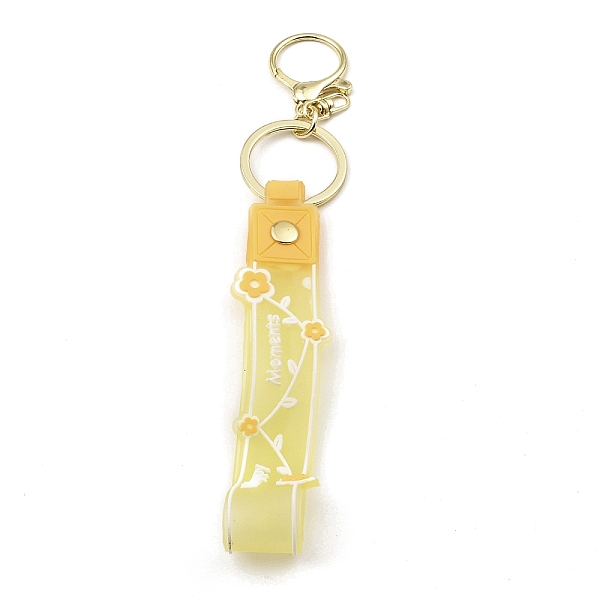 

PandaHall Flower PVC Rope Keychains, with Zinc Alloy Finding, for Bag Quicksand Bottle Pendant Decoration, Light Yellow, 17.5cm Alloy Flower
