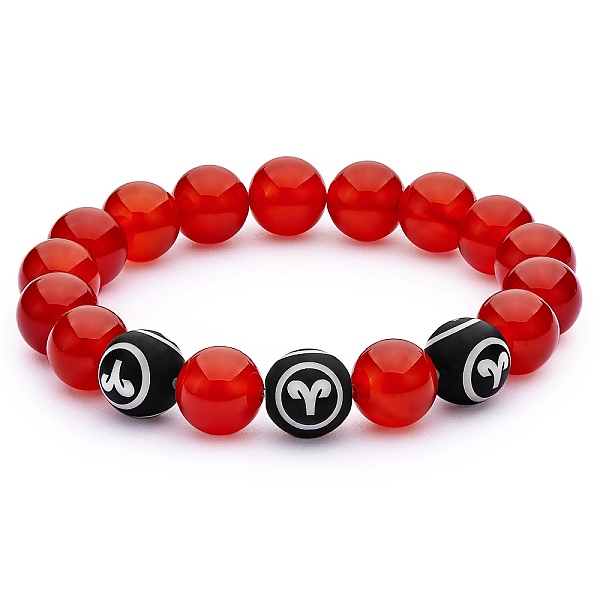 

PandaHall Natural Red Agate Round Beaded Stretch Bracelet, Constellation Gemstone Jewelry for Women, Aries, Inner Diameter: 2 inch(5.2cm)...