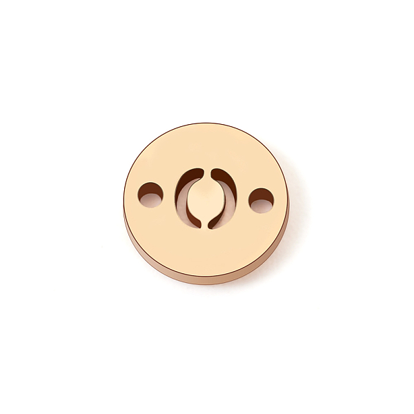 PandaHall Brass Connector Charms, Laser Cut Flat Round Links with Letter Pattern, 14K Gold Filled, Letter. O, 6x0.8mm, Hole: 0.8mm Brass...