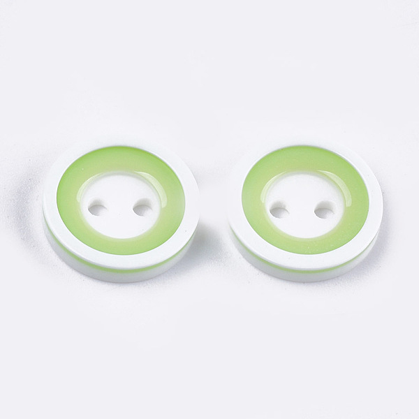 

PandaHall Resin Buttons, 2-Hole, Flat Round, Light Green, 12.5~13x2.5mm, Hole: 1.6mm, about 1000pcs/bag Resin Flat Round Green