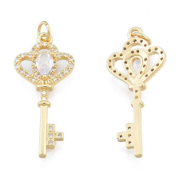 

PandaHall Brass Micro Pave Clear Cubic Zirconia Pendants, with Jump Rings, Key, Real 18K Gold Plated, 32x14x4mm, Hole: 3mm Brass+Cubic...