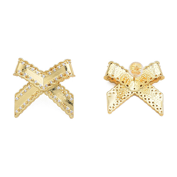 

PandaHall Cubic Zirconia Bowknot Stud Earrings, Golden Brass Jewelry for Women, Nickel Free, Clear, 22x23mm, Pin: 0.7mm Cubic Zirconia...