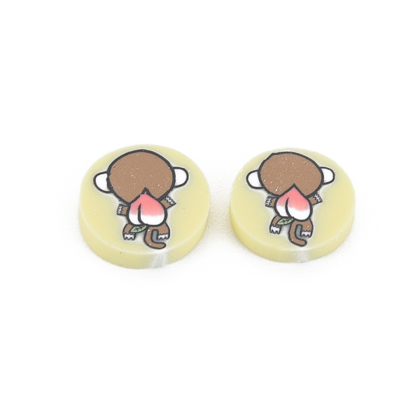 

PandaHall Handmade Polymer Clay Cabochons, Flat Round with Monkey, Light Goldenrod Yellow, 9~9.5x1.5~2mm, about 5800pcs/1000g Polymer Clay...