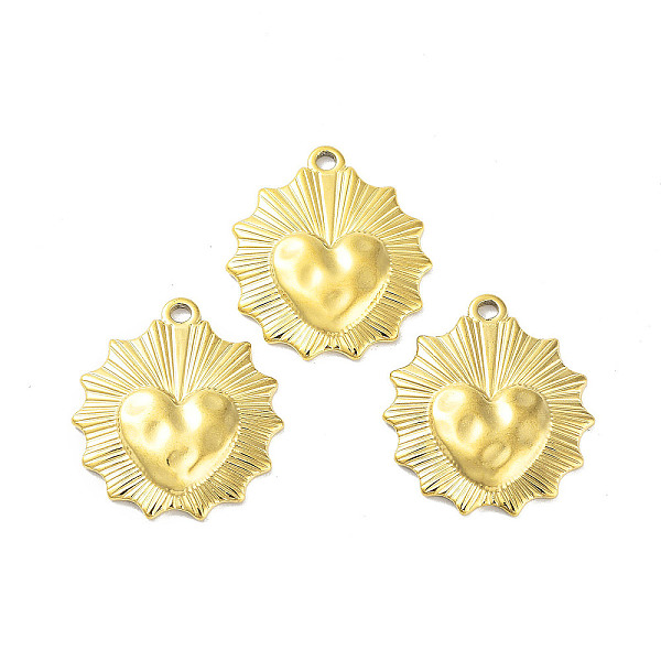 

PandaHall 304 Stainless Steel Pendants, Flower with Heart Charm, Golden, 23x20x3mm, Hole: 1.8mm 304 Stainless Steel Flower