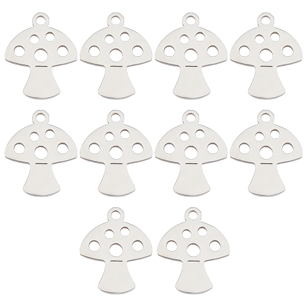 

PandaHall DICOSMETIC 10Pcs 201 Stainless Steel Charms, Mushroom, Stainless Steel Color, 14x12x1mm, Hole: 1.5mm 201 Stainless Steel Mushroom