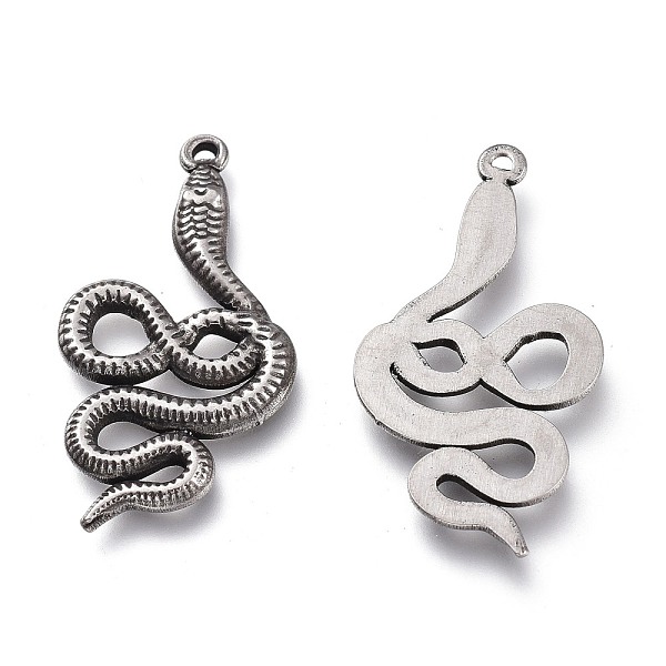 

PandaHall 304 Stainless Steel Pendants, Snake, Antique Silver, 32x17x2mm, Hole: 1mm 304 Stainless Steel Snake