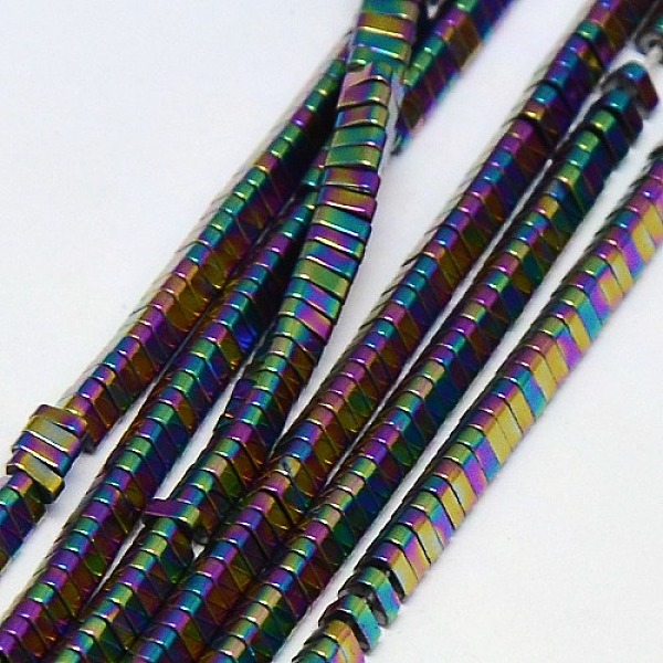 

PandaHall Electroplate Non-magnetic Synthetic Hematite Beads Strands, Triangle, Grade A, Multi-color Plated, 3x3x1mm, Hole: 1mm, about...