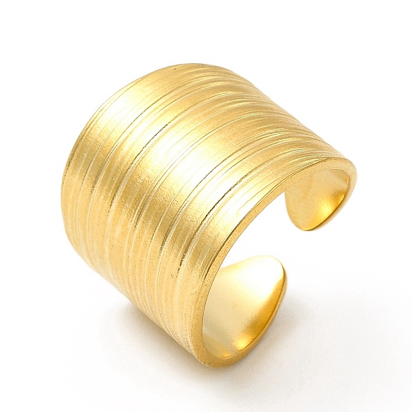 Ion Plating(IP) 304 Stainless Steel Textured Wide Open Cuff Ring for Women