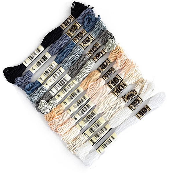 

PandaHall 13 Skeins 13 Colors 6-Ply Cotton Embroidery Floss, Cross Stitch Threads, Mixed Color, 1mm, about 8.75 Yards(8m)/Skein, 1..., Multicolor